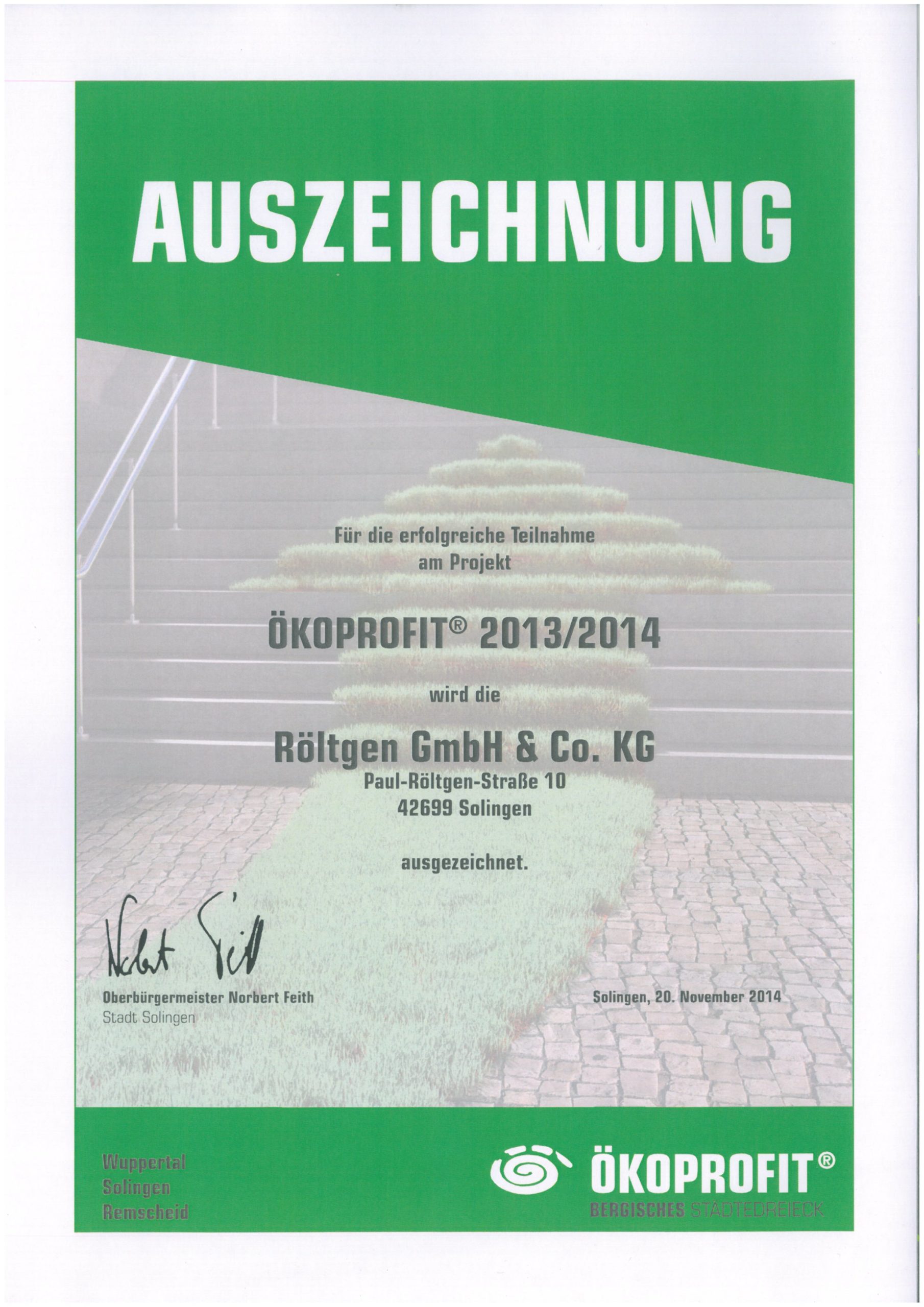 Auszeichnung Ökoprofit Auszeichnung Ökoprofit