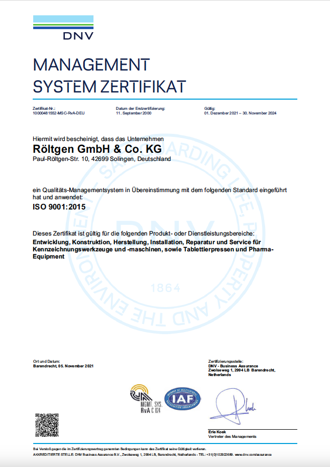 Zertifikat ISO 9001