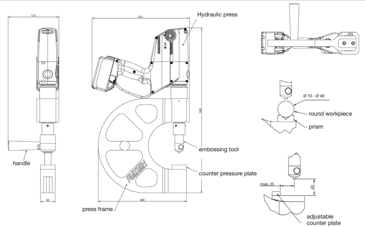Bracket press dimensional drawing