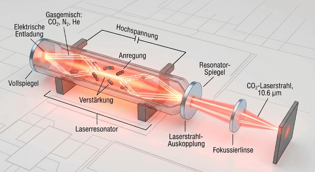 Prinzip eines CO2-Lasers Prinzip eines CO2-Lasers