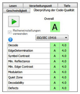 Ansicht in der Software, ob die Validierung erfolgreich war.